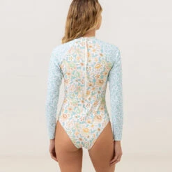 Rhythm Women's Paloma Floral L/S One Piece - Aqua Haze