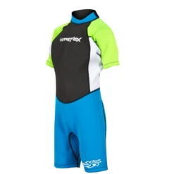 Hyperflex Access Child's 2mm Backzip Springsuit Wetsuit - Blue/Green -Surf Pro Shop 0001 XA620CB 80 bz shorty green blue QUARTER