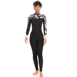 Roxy Swell Series Womens 4/3mm Back Zip Wetsuit -Anthracite Paradise
