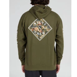 Salty Crew Mens Tippet Shores Fill Hooded Fleece - Army