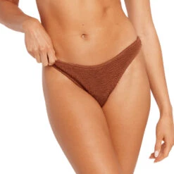 Volcom Womens Simply Scrunch Skimpy Bikini Bottom - Rustic Brown