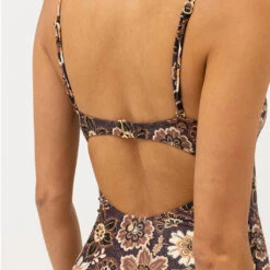 Rhythm Women's Cantabria Floral Tie Front One Piece - Brown -Surf Pro Shop 0030 0423SW OP06 CANTABRIA TIE FRONT ONE PIECE BROWN 2