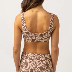 Rhythm Women's Drifter Flora Crop Top - Chocolate -Surf Pro Shop 0031 0123SW BT05 DRIFTER FLORAL CROP TOP CHOCOLATE 3