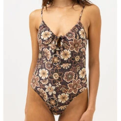 Rhythm Women's Cantabria Floral Tie Front One Piece - Brown -Surf Pro Shop 0031 0423SW OP06 CANTABRIA TIE FRONT ONE PIECE BROWN 1 882d723f b0d0 4756 8dda 2cc14d97c4e0