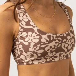 Rhythm Women's Drifter Flora Crop Top - Chocolate -Surf Pro Shop 0032 0123SW BT05 DRIFTER FLORAL CROP TOP CHOCOLATE 2