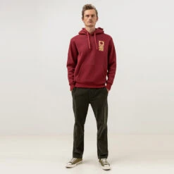 Rhythm Mens Embroidered Fleece Hood - Mulberry -Surf Pro Shop 0047 0422M FL01 EMBROIDERED FLEECE HOOD MULBERRY 3