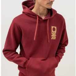 Rhythm Mens Embroidered Fleece Hood - Mulberry -Surf Pro Shop 0049 0422M FL01 EMBROIDERED FLEECE HOOD MULBERRY 1