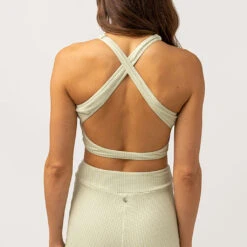 Rhythm Women's Maisy Check Cross Back Crop Top - Sage 8 Rhythm Women's Maisy Check Cross Back Crop Top - Sage -Surf Pro Shop 0051 0123SW BT24 MAISY CHECK CROSS BACK TOP SAGE 3
