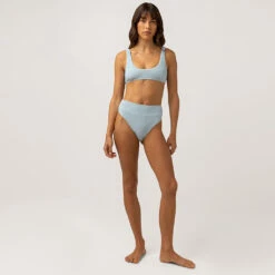 Rhythm Women's Isla Rib Crop Top - Cool Blue -Surf Pro Shop 0054 0123SW BT29 ISLA RIB CROP TOP BLUE 4