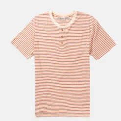 Rhythm Mens Linen Vintage Stripe S/S T Shirt - Spice