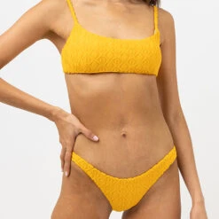 Rhythm Women's Ripple Terry Crop Top - Golden -Surf Pro Shop 0057 0423SW BT11 RIPPLE TERRY CROP TOP GOLDEN 1