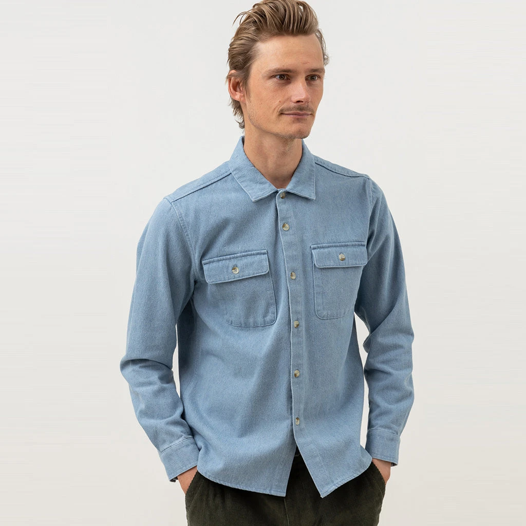 Rhythm Mens Denim L/S T Shirt - Denim 6 Rhythm Mens Denim L/S T Shirt - Denim - Image 4