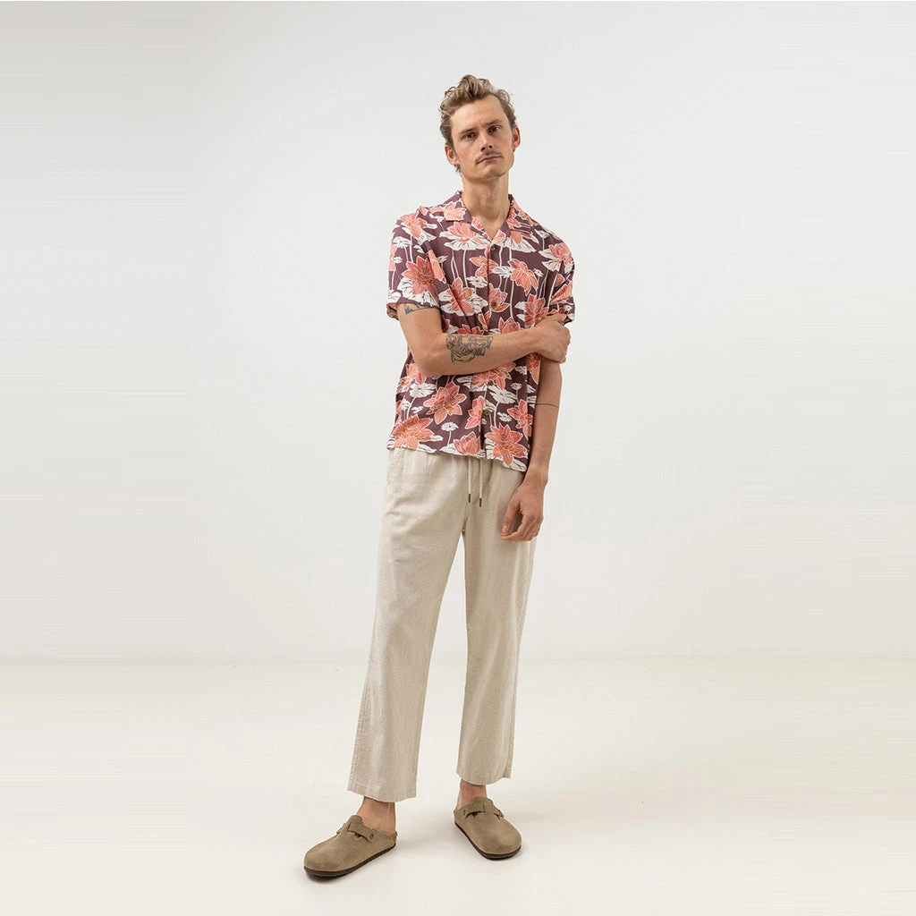 Rhythm Mens Lily Cuban S/S Sleeve T Shirt - Mulberry 4 Rhythm Mens Lily Cuban S/S Sleeve T Shirt - Mulberry - Image 2