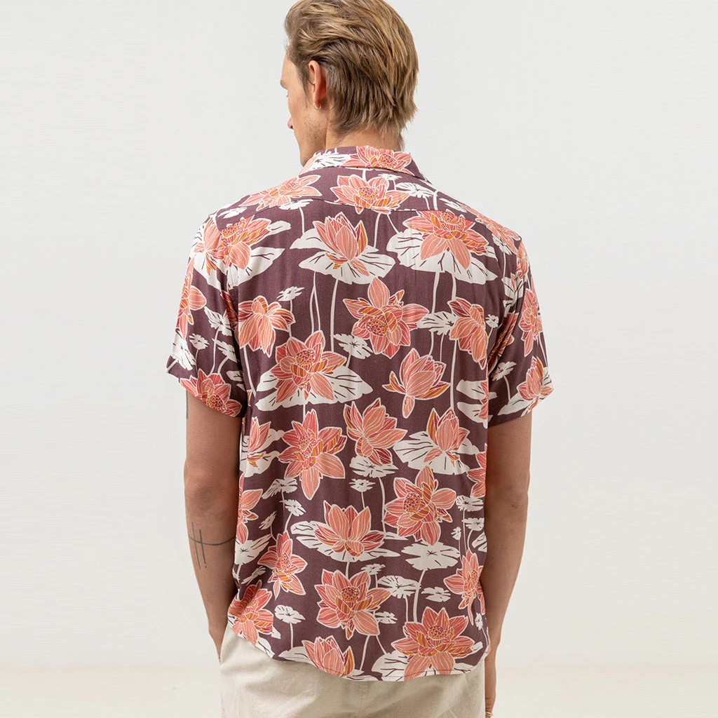 Rhythm Mens Lily Cuban S/S Sleeve T Shirt - Mulberry 5 Rhythm Mens Lily Cuban S/S Sleeve T Shirt - Mulberry - Image 3