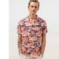 Rhythm Mens Lily Cuban S/S Sleeve T Shirt - Mulberry 11 Rhythm Mens Lily Cuban S/S Sleeve T Shirt - Mulberry -Surf Pro Shop 0066 0422M WT05 LILY CUBAN SS SHIRT MULBERRY 1