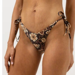 Rhythm Women's Cantabria Flora Tie Side Hi Cut Pant - Brown -Surf Pro Shop 0071 0423SW BB21 CANTABRIA FLORAL TIE SIDE HI CUT PANT BROWN 2