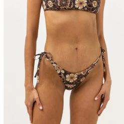 Rhythm Women's Cantabria Flora Tie Side Hi Cut Pant - Brown -Surf Pro Shop 0072 0423SW BB21 CANTABRIA FLORAL TIE SIDE HI CUT PANT BROWN 1