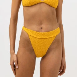 Rhythm Women's Ripple Terry Hi Banded Pant - Golden -Surf Pro Shop 0082 0423SW BB10 RIPPLE TERRY HI HIP BANDED PANT GOLDEN 1