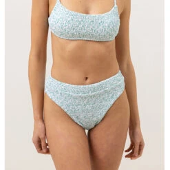 Rhythm Women's Biscay Floral Smocked Xanadu Pant - White -Surf Pro Shop 0087 0423SW BB06 BISCAY FLORAL SMOCKED HI CUT PANT WHITE 1