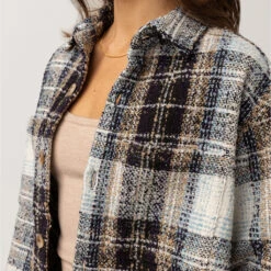 Rhythm Women's Sonnie Check Shacket - Blue 8 Rhythm Women's Sonnie Check Shacket - Blue -Surf Pro Shop 0094 0123W JK03 SONNIE CHECK SHACKET BLUE 2