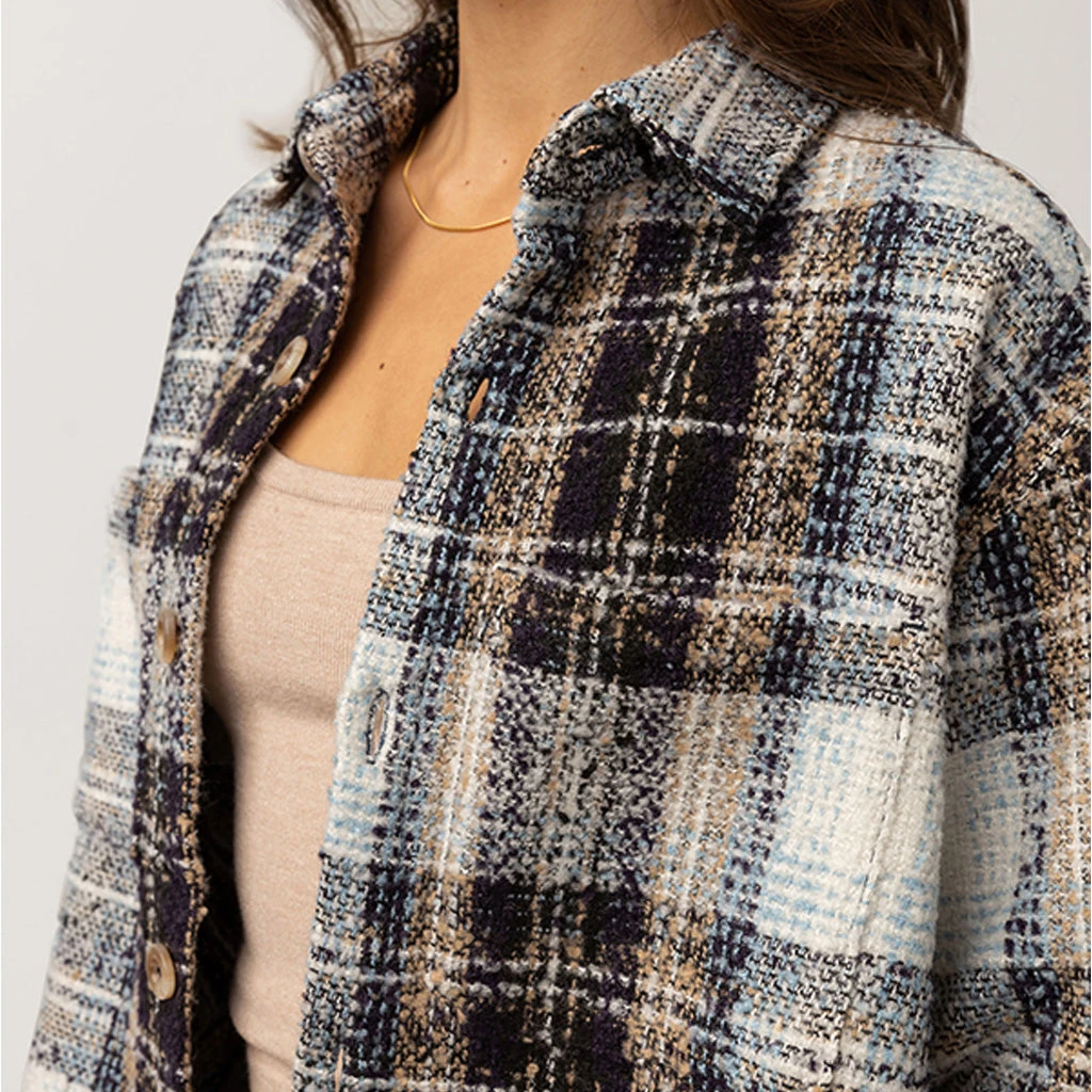 Rhythm Women's Sonnie Check Shacket - Blue 5 Rhythm Women's Sonnie Check Shacket - Blue - Image 3