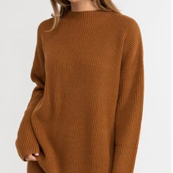 Rhythm Women's Classic Knit Jumper - Caramel -Surf Pro Shop 0125 CL22W KN013