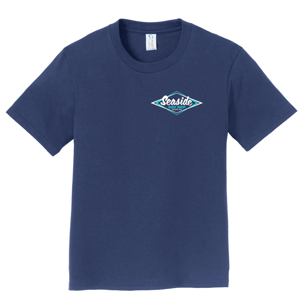 Seaside Surf Shop Youth Vintage Logo Tee - Navy 4 Seaside Surf Shop Youth Vintage Logo Tee - Navy - Image 2