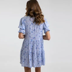Rhythm Women's Bloom Tiered Mini Dress – Whisper Blue -Surf Pro Shop apparel 0024 rhythm