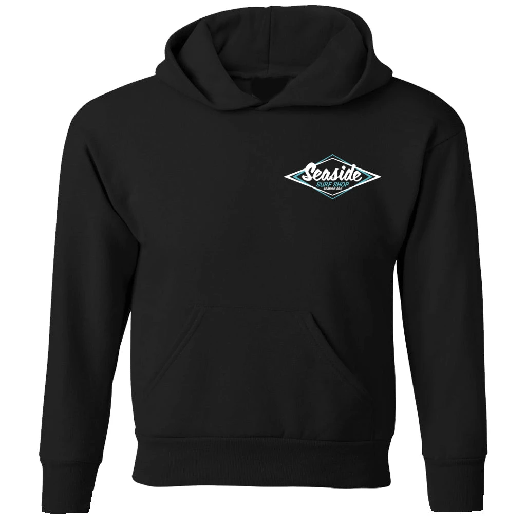 Seaside Surf Shop Youth Vintage Logo Pullover Hoody - Black 4 Seaside Surf Shop Youth Vintage Logo Pullover Hoody - Black - Image 2
