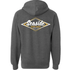 Seaside Surf Shop Vintage Logo Pullover Hoody - Charcoal Heather/Mustard