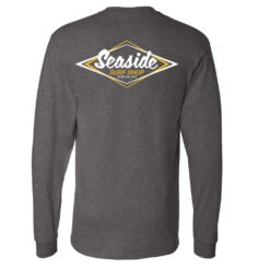 Seaside Surf Shop Mens Vintage Logo L/S Tee - Charcoal Heather/Mustard