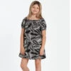 Volcom Girls Stay Palm Dress - Black White -Surf Pro Shop girls stay palm