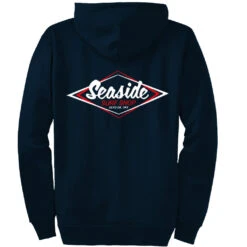 Seaside Surf Shop Mens Vintage Logo Zip Hoody - Navy -Surf Pro Shop navy zipp back Copy