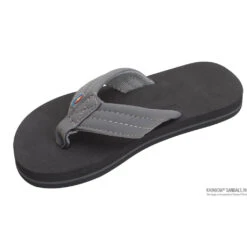 Rainbow The Grombow - Soft Rubber Top Sole With 1" Strap And Pin Line - Dark Grey Strap/Pinline Black
