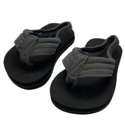 Rainbow The Grombow - Toddler Soft Rubber Top Sole With 1" Strap - Dark Grey Strap/Pinline Black