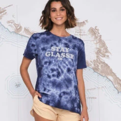 Salty Crew Womens Stay Glassy Boyfriend Tee - Navy Tie Dye