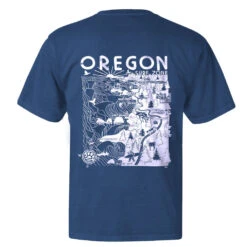 Seaside Surf Shop Unisex Oregon Map S/S T-Shirt - Harbor Blue