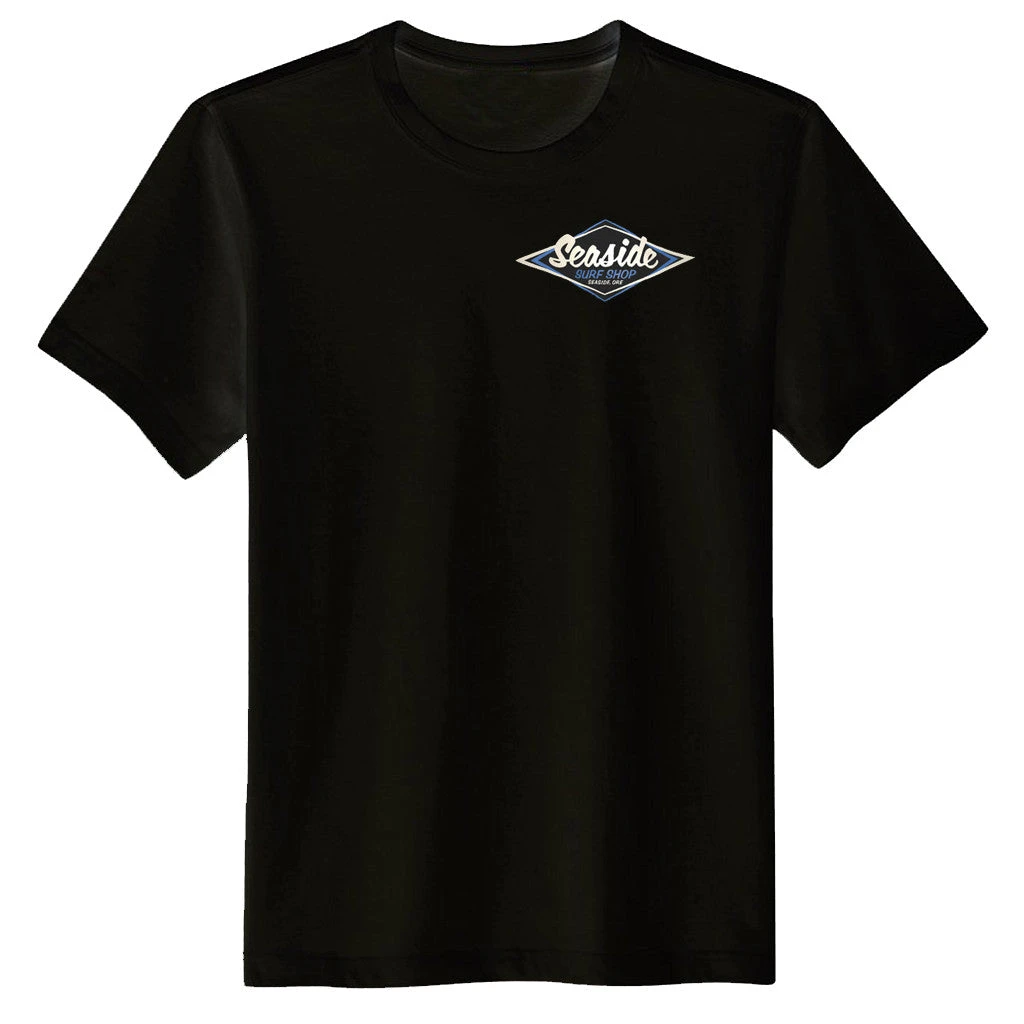 Seaside Surf Shop Mens Vintage Logo Tee - Black 4 Seaside Surf Shop Mens Vintage Logo Tee - Black - Image 2