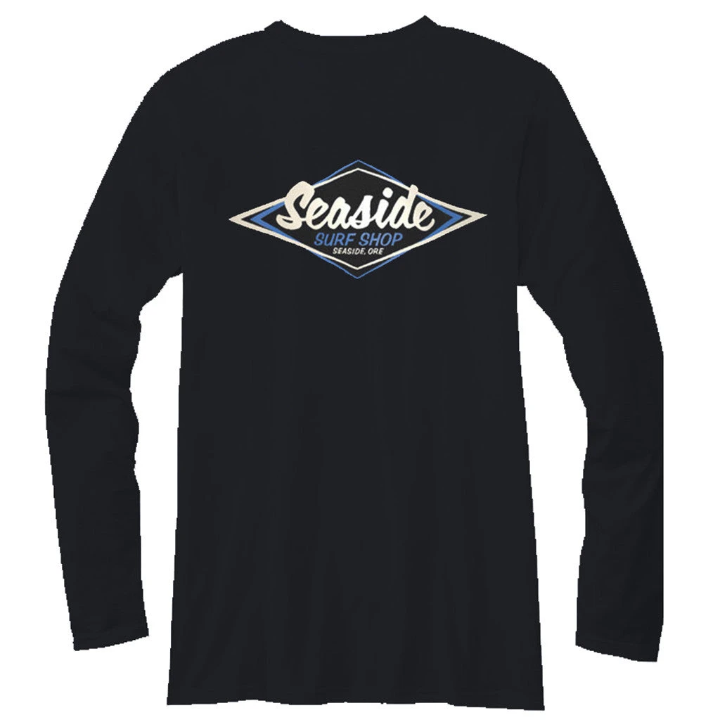 Seaside Surf Shop Mens Vintage Logo L/S Tee - Black 3 Seaside Surf Shop Mens Vintage Logo L/S Tee - Black