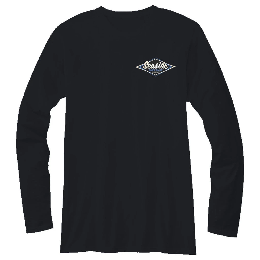 Seaside Surf Shop Mens Vintage Logo L/S Tee - Black 4 Seaside Surf Shop Mens Vintage Logo L/S Tee - Black - Image 2