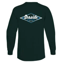 Seaside Surf Shop Mens Vintage Logo Long Sleeve Tee - Deep Forest
