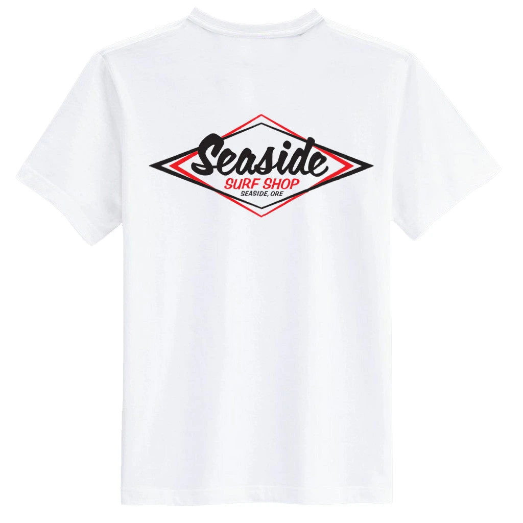 Seaside Surf Shop Mens Vintage Logo Tee - White 3 Seaside Surf Shop Mens Vintage Logo Tee - White